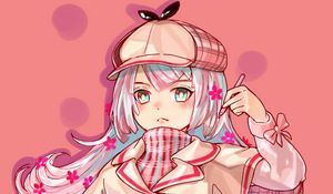 Preview wallpaper girl, beret, style, anime, art, pink
