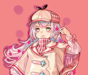 Preview wallpaper girl, beret, style, anime, art, pink