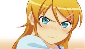 Preview wallpaper girl, blond, eyes, blue, angry, look