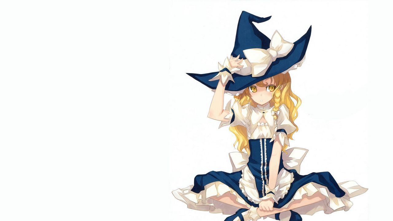 Wallpaper girl, blond, fairy blue costume, posture