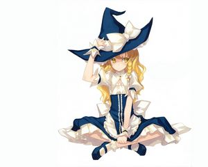 Preview wallpaper girl, blond, fairy blue costume, posture