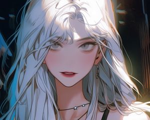 Preview wallpaper girl, blonde, chain, anime, art