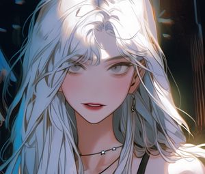 Preview wallpaper girl, blonde, chain, anime, art