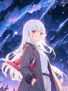 Preview wallpaper girl, blonde, cloak, anime