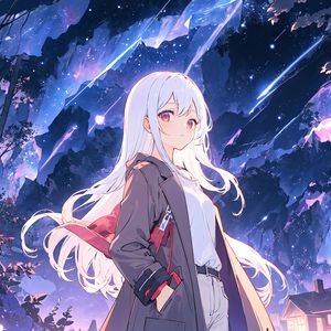 Preview wallpaper girl, blonde, cloak, anime