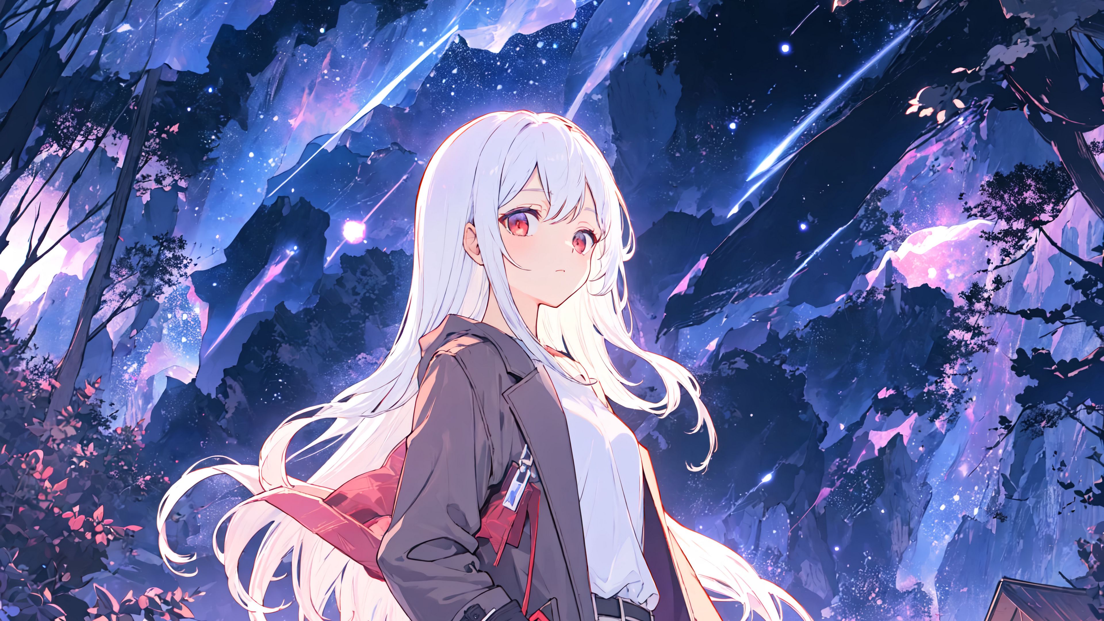 3840x2160 Wallpaper girl, blonde, cloak, anime