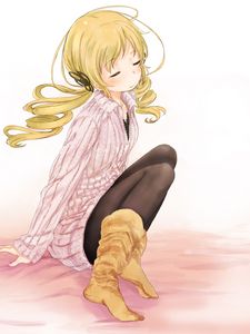 Preview wallpaper girl, blonde, cute, sweater, boots