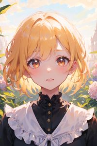 Preview wallpaper girl, blonde, dress, flowers, anime, art