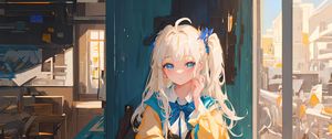 Preview wallpaper girl, blonde, pose, anime, art