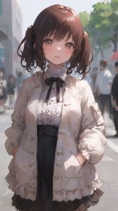 Preview wallpaper girl, blouse, bow, anime