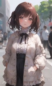 Preview wallpaper girl, blouse, bow, anime