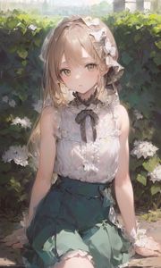 Preview wallpaper girl, blouse, bushes, anime