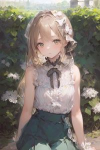 Preview wallpaper girl, blouse, bushes, anime