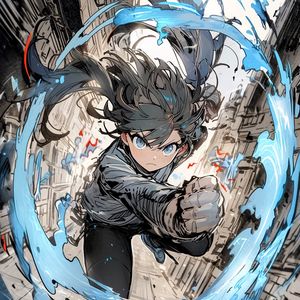 Preview wallpaper girl, blow, jump, anime, art