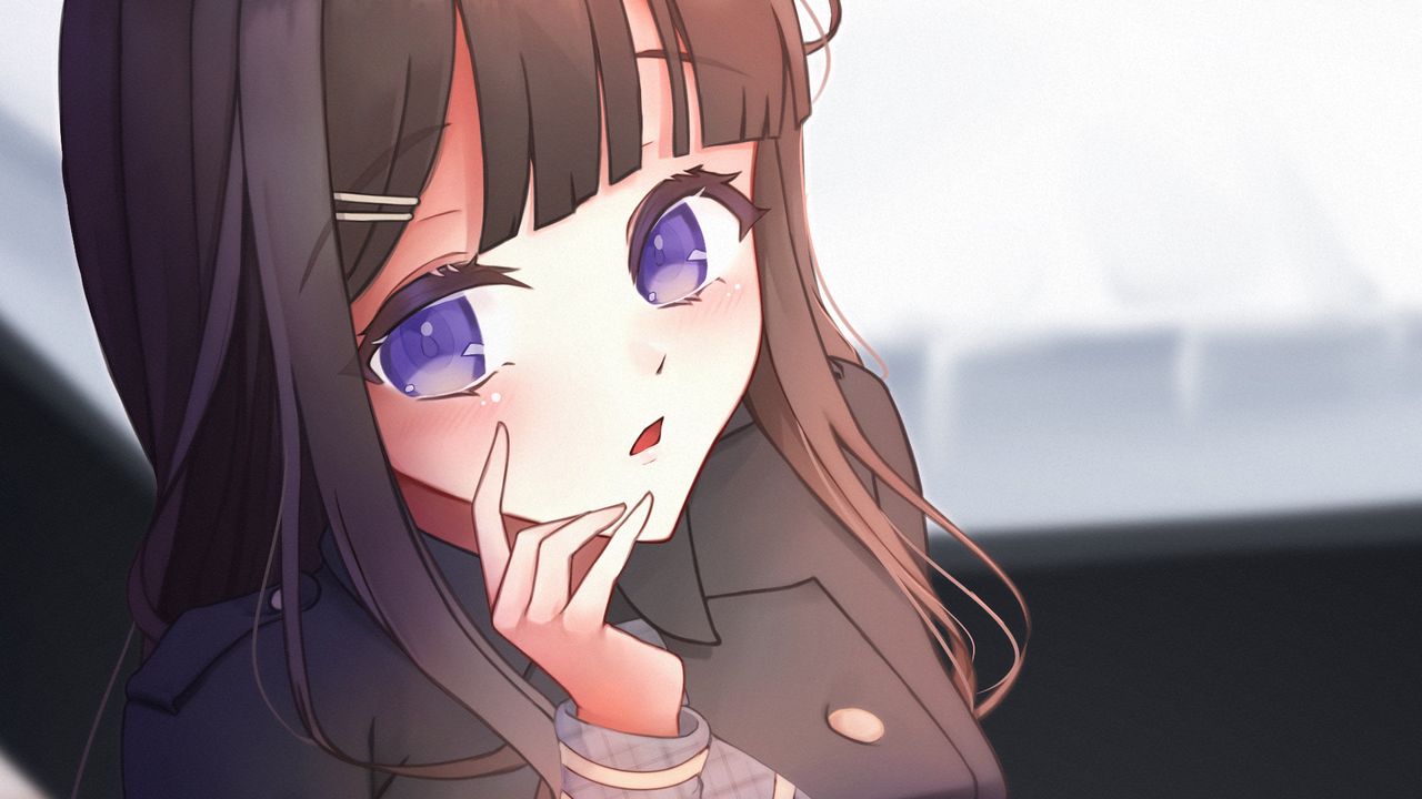 Wallpaper girl, blue eyes, anime
