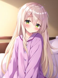 Preview wallpaper girl, blush, anime, pajamas