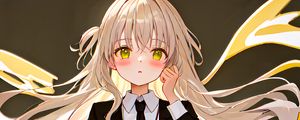 Preview wallpaper girl, blush, badge, anime