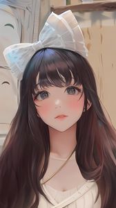 Preview wallpaper girl, blush, bow, hair, anime
