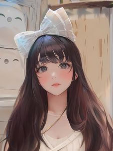 Preview wallpaper girl, blush, bow, hair, anime