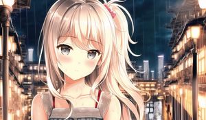 Preview wallpaper girl, blush, bridge, river, anime