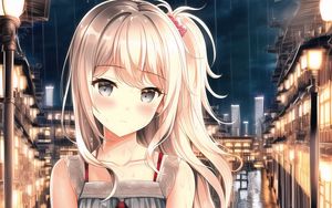 Preview wallpaper girl, blush, bridge, river, anime