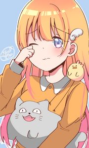 Preview wallpaper girl, blush, cat, anime