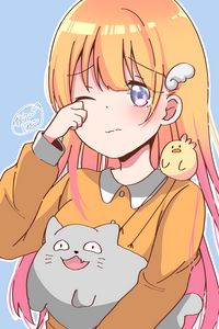 Preview wallpaper girl, blush, cat, anime