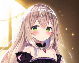 Preview wallpaper girl, blush, choker, dress, anime