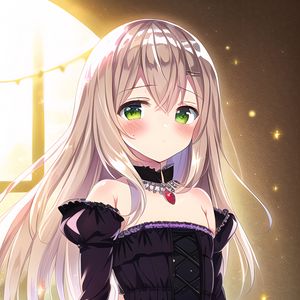 Preview wallpaper girl, blush, choker, dress, anime