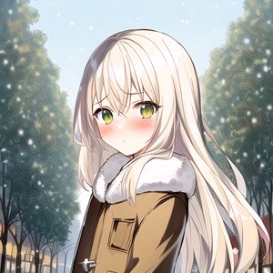 Preview wallpaper girl, blush, coat, park, anime