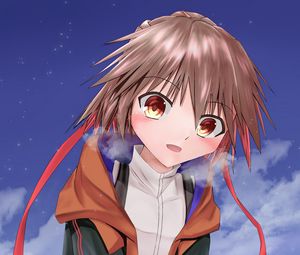 Preview wallpaper girl, blush, cold, snow, anime