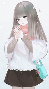 Preview wallpaper girl, blush, cold, anime