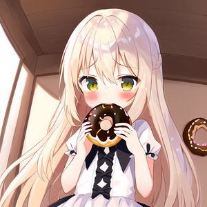 Preview wallpaper girl, blush, donut, anime