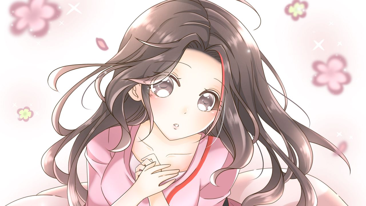 Wallpaper girl, blush, dress, pink, anime
