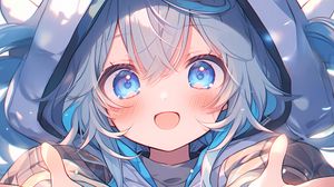 Preview wallpaper girl, blush, emotion, anime, blue