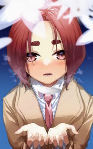 Preview wallpaper girl, blush, gesture, tie, anime