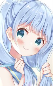 Preview wallpaper girl, blush, hair, anime, blue