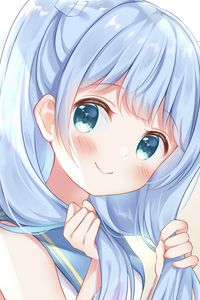 Preview wallpaper girl, blush, hair, anime, blue