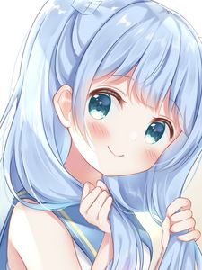 Preview wallpaper girl, blush, hair, anime, blue