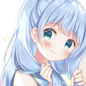 Preview wallpaper girl, blush, hair, anime, blue