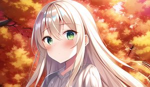 Preview wallpaper girl, blush, hair, sweater, anime