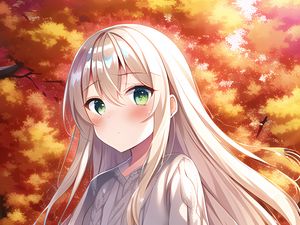 Preview wallpaper girl, blush, hair, sweater, anime