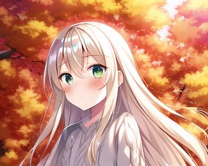 Preview wallpaper girl, blush, hair, sweater, anime