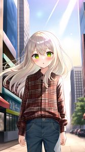 Preview wallpaper girl, blush, hair, shirt, anime