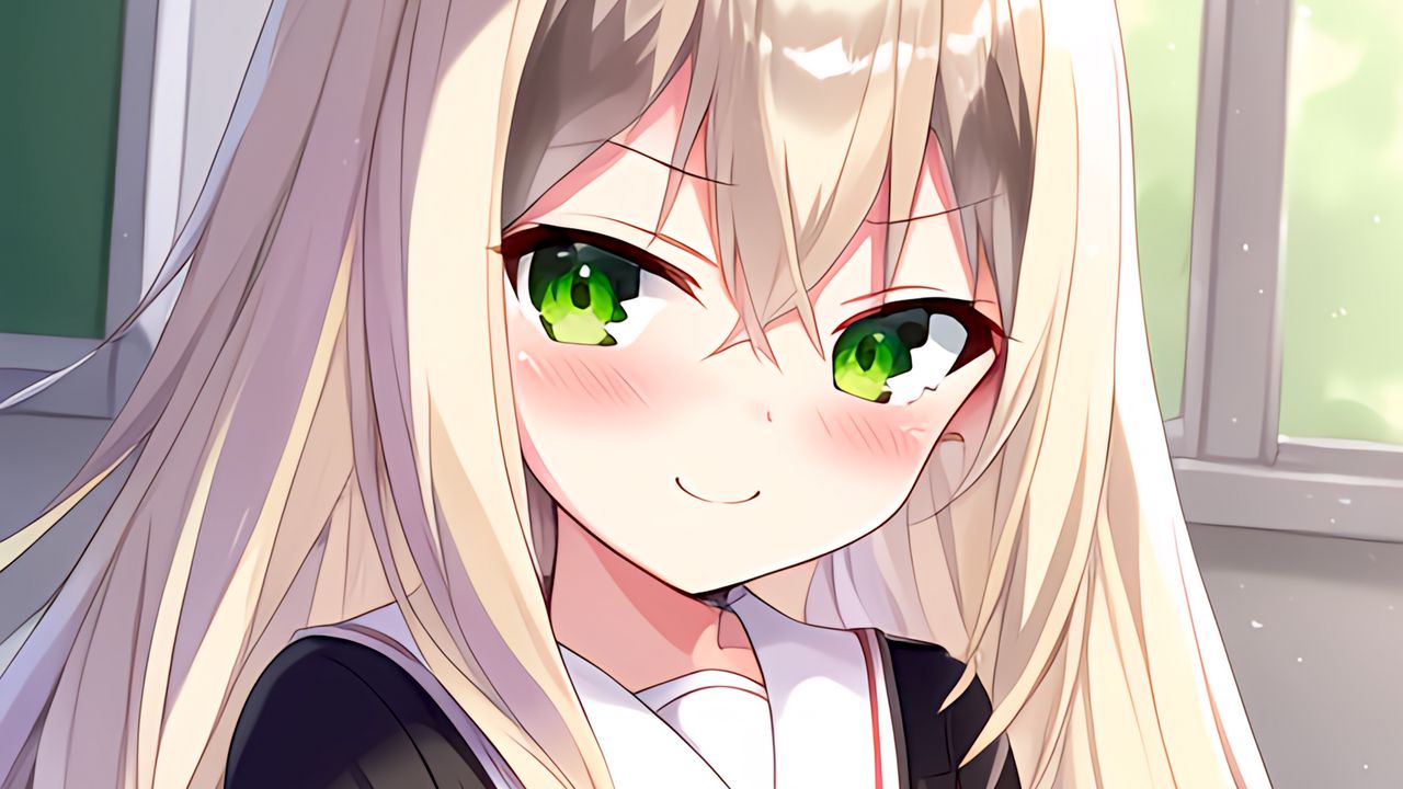 Wallpaper girl, blush, hair, smile, schoolgirl, anime