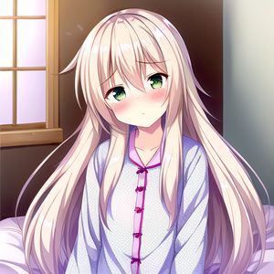 Preview wallpaper girl, blush, hair, pajamas, anime