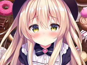 Preview wallpaper girl, blush, hat, maid, donuts, anime