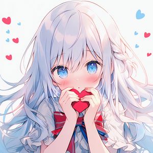 Preview wallpaper girl, blush, heart, bow, anime