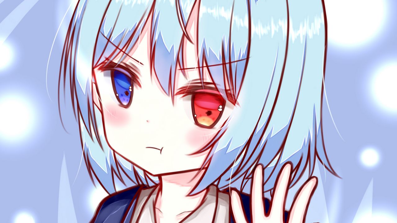 Wallpaper girl, blush, heterochromia, anime