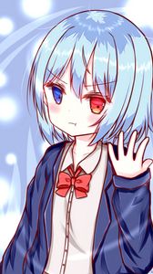 Preview wallpaper girl, blush, heterochromia, anime
